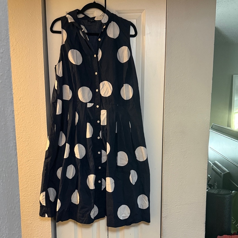 Talbots Navy and White Dress with belt